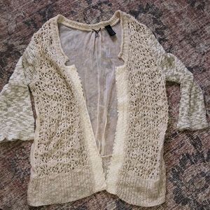 Tan quarter sleeve cardigan